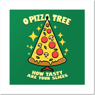 O Pizza Tree Funny Pizza Christmas Tree Posters and Art